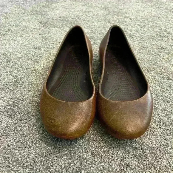 Croc Women's Brown Comfort Lightweight Slip on Ballet Flat Size 9 - Picture 1 of 8